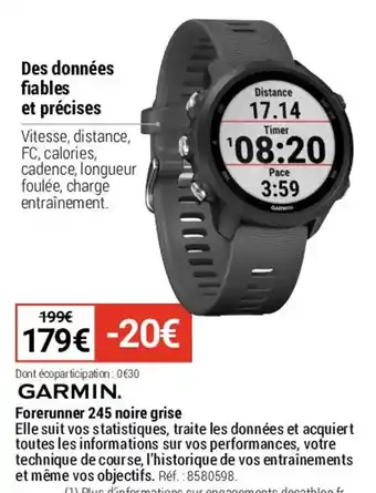 Decathlon Forerunner 245 noire grise offre