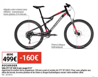 Decathlon Vélo VTT ST 530 S noir rouge 27,5" offre