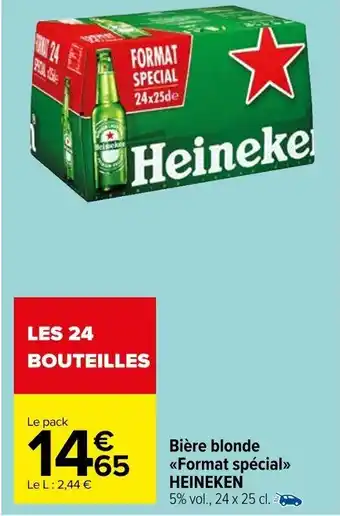 Bière blonde <<Format spécial>> HEINEKEN 5% vol., 24 x 25 cl.