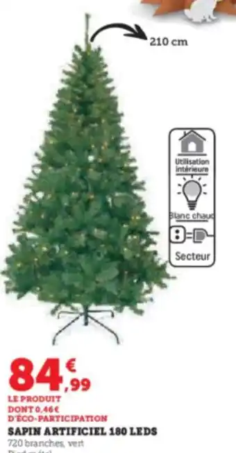 Hyper U SAPIN ARTIFICIEL 180 LEDS offre