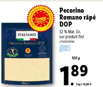 Lidl Pecorino Romano Râpé DOP offre