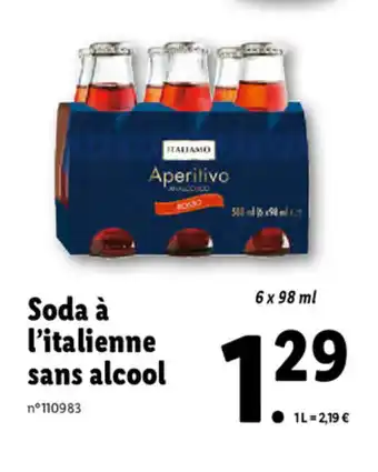 Lidl Soda À I'Italienne Sans Alcool offre