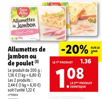 Lidl Allumettes De Jambon Ou De Poulet offre