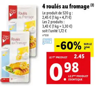 Lidl 4 Roulés Au Fromage offre