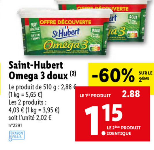 Promo SaintHubert Omega 3 Doux chez Lidl