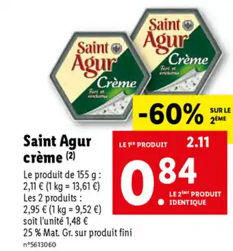 Lidl Saint Agur Crème offre