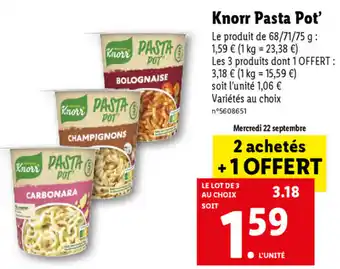 Lidl Knorr Pasta Pot offre