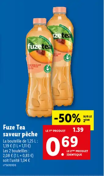 Lidl Fuze Tea Saveur Pêche offre