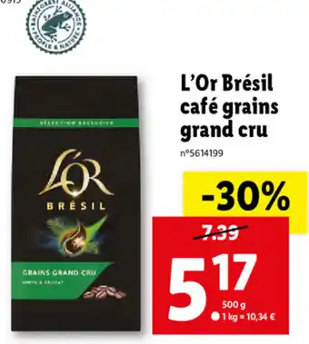 Lidl L'Or Brésil Café Grains Grand Cru offre