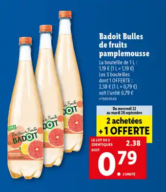 Lidl Badoit Bulles De Fruits Pamplemousse offre
