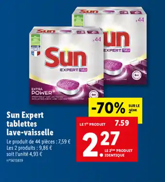 Lidl Sun Expert Tablettes Lave-Vaisselle offre