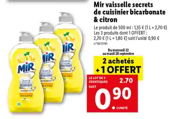 Lidl Mir Vaisselle Secrets De Cuisinier Bicarbonate & Citron offre