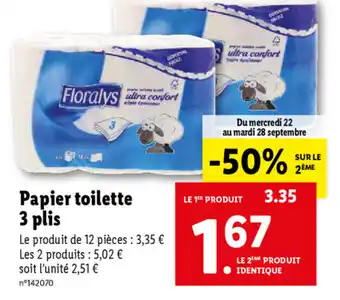 Lidl Papier Toilette 3 Plis offre