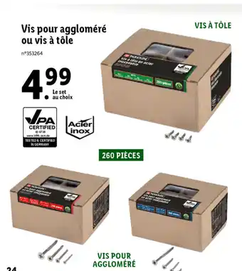 Lidl Vis Pour Aggloméré Ou Vis À Tôle offre