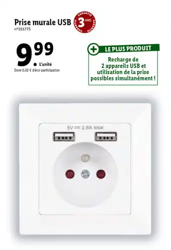 Lidl Prise Murale USB offre