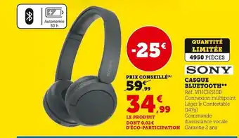 Super U Sony casque bluetooth offre