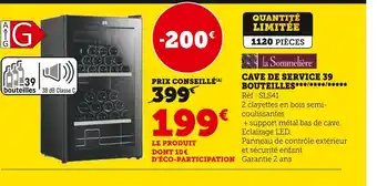 Super U La sommelière cave de service 39 bouteilles offre