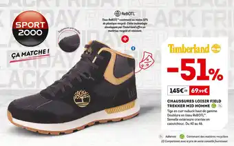 Sport 2000 Timberland chaussures loisir field trekker mid homme offre
