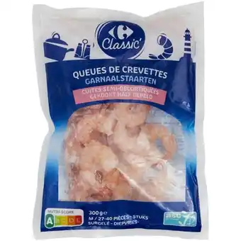 Carrefour Carrefour classic' queues de crevettes cuites semi-décortiquées surgelées offre