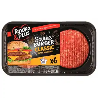Carrefour 6 hachés burgers 15% m.g. tendre & plus offre