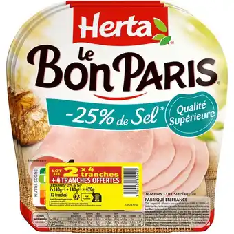 Carrefour Market Herta jambon de paris -25% de sel offre