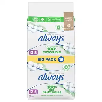 Carrefour Market Always cotton bio protections hygiéniques big pack offre