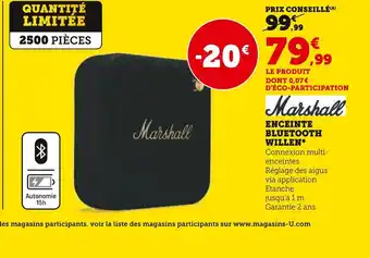 Hyper U Marshall enceinte bluetooth willen offre