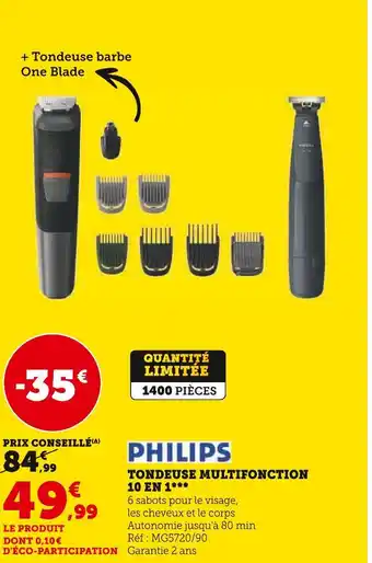 Hyper U Philips tondeuse multifonction 10 en 1 offre