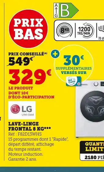Hyper U Lg lave-linge frontal 8 kg offre