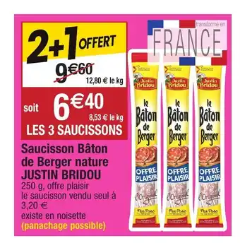 Migros Saucisson bâton de berger nature justin bridou offre