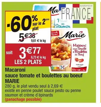 Macaroni sauce tomate et boulettes au boeuf marie