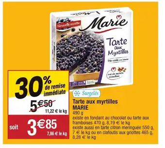 Migros Tarte aux myrtilles marie offre