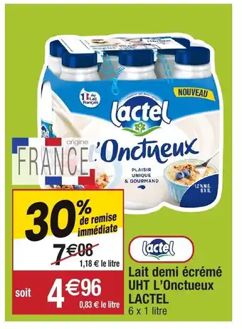 Migros Lait demi écrémé UHT l'onctueux lactel offre