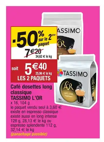 Migros Café dosettes long classique tassimo l'or offre