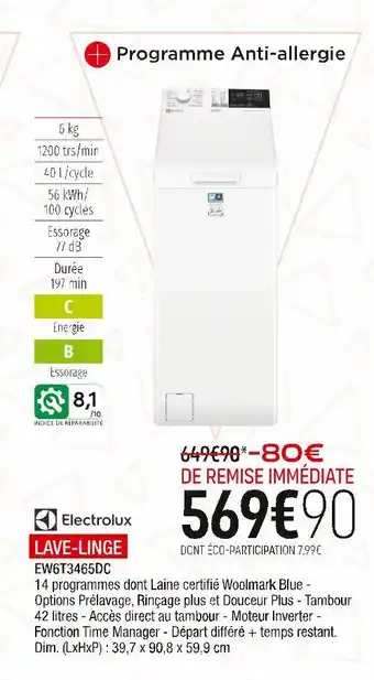 Extra Electrolux lave-linge offre