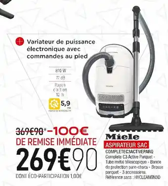 Extra Miele aspirateur sac offre