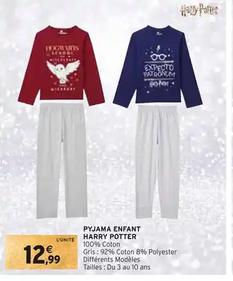 Intermarché Harry potter pyjama enfant offre