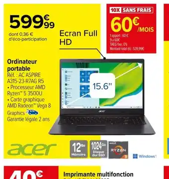 Carrefour Ordinateur portable offre