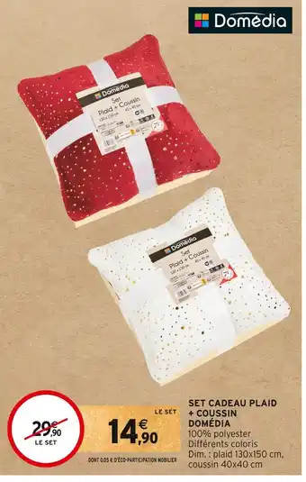 Intermarché Domédia set cadeau plaid + coussin offre