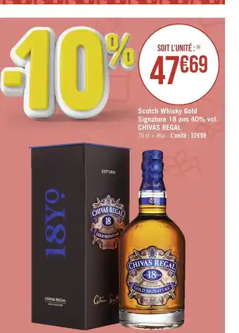 Casino Supermarchés Chivas regal scotch whisky gold signature 18 ans 40% vol offre