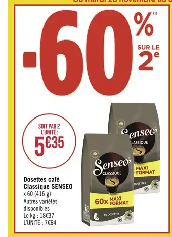 Casino Supermarchés Senseo dosettes café classique offre