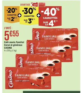 Casino Supermarchés Casino café moulu familial corsé et généreux offre