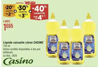 Casino Supermarchés Casino liquide vaisselle citron offre
