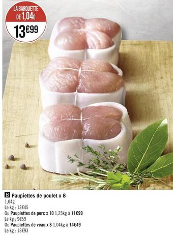 Casino Supermarchés Paupiettes de poulet x 8 offre