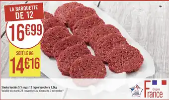 Steaks hachés 5 % mg x 12 façon bouchère 1,2kg