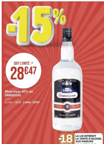 Casino Supermarchés Damoiseau rhum blanc 50% vol offre