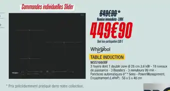 Proxi Confort Whirlpool table induction offre