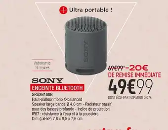 Extra Sony enceinte bluetooth offre