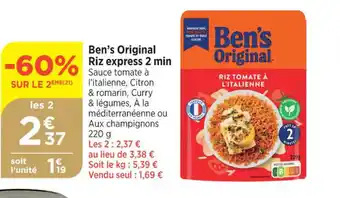 Bi1 Ben's Original Riz express 2 min offre