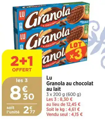 Bi1 Lu Granola au chocolat au lait offre